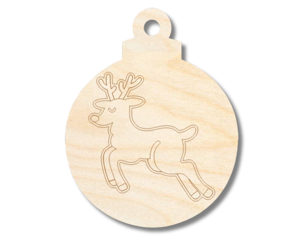 Unfinished Wood Etched Reindeer Ornament Shape | Paint By Line Crafts | up to 30" DIY