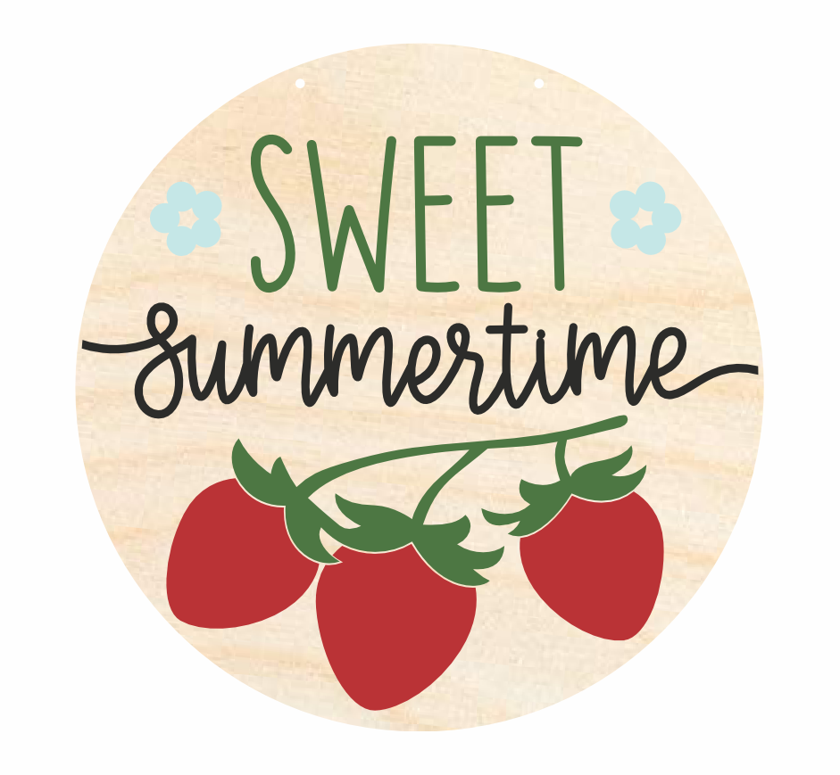 Unfinished Wood Sweet Summertime Door Sign Kit | Wood Craft Cutouts | 1/4" Thick |