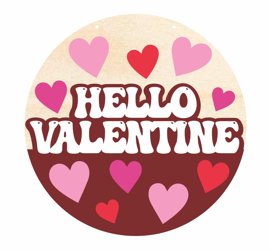 Unfinished Wood Hello Valentine Door Sign Kit | Wood Craft Cutouts | 1/4" Thick |