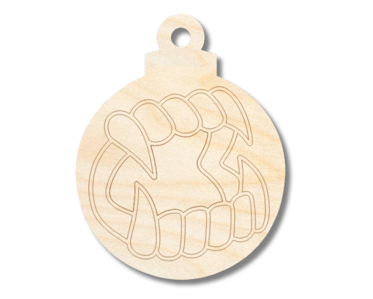 Unfinished Wood Etched Vampire Teeth Ornament Shape | Paint By Line Crafts | up to 30" DIY
