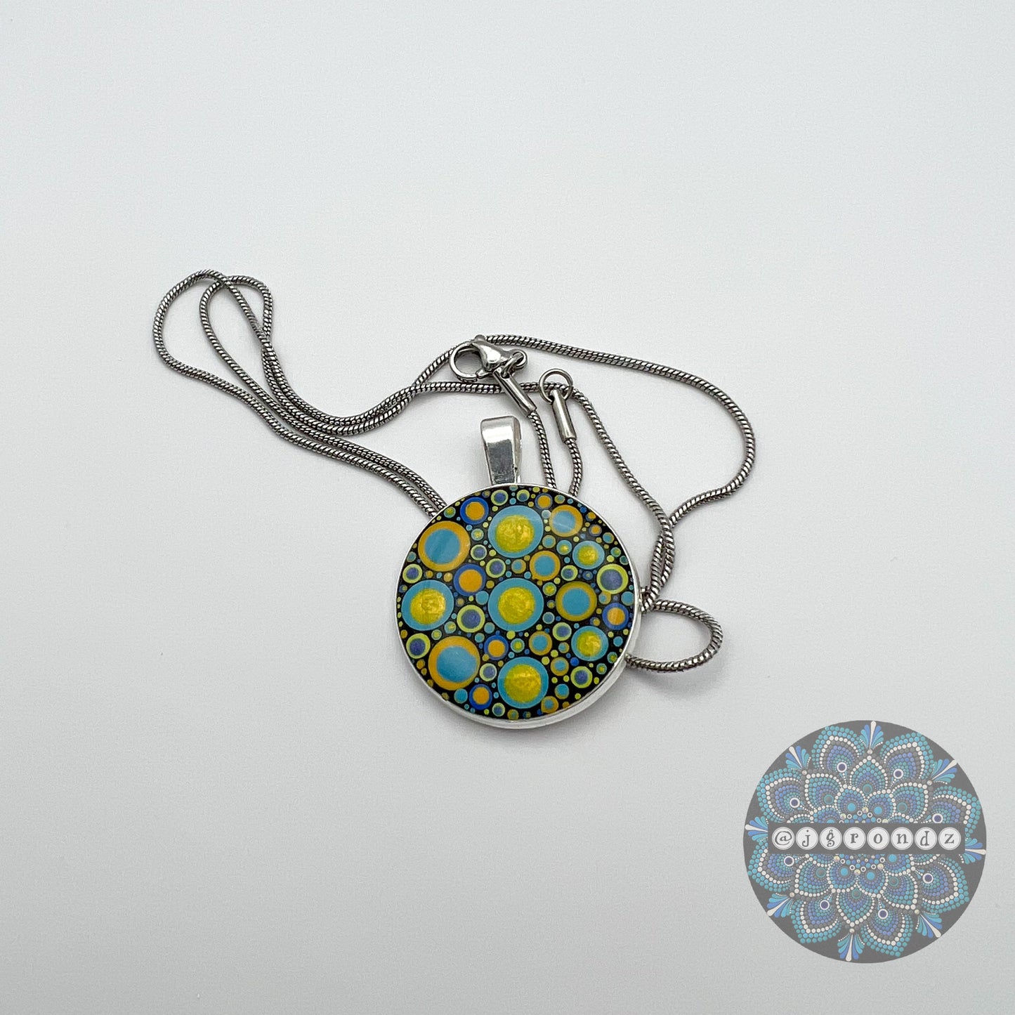 Colorful Dot Art Necklace Pendant & Chain