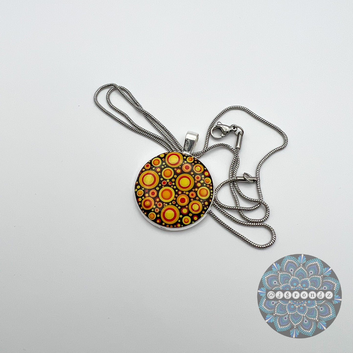 Colorful Dot Art Necklace Pendant & Chain