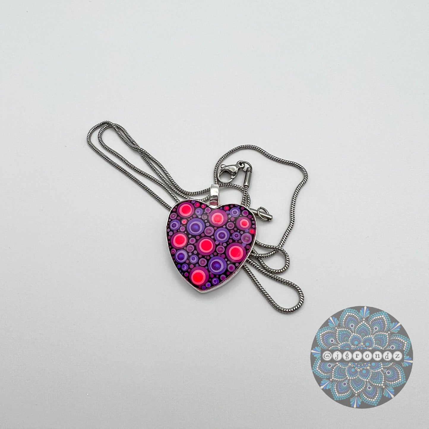 Colorful Dot Art Necklace Pendant & Chain