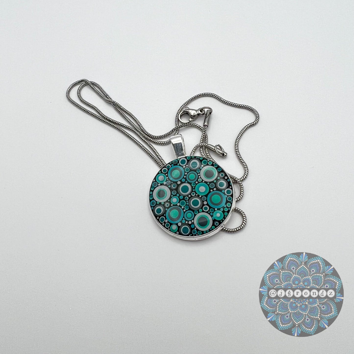 Colorful Dot Art Necklace Pendant & Chain