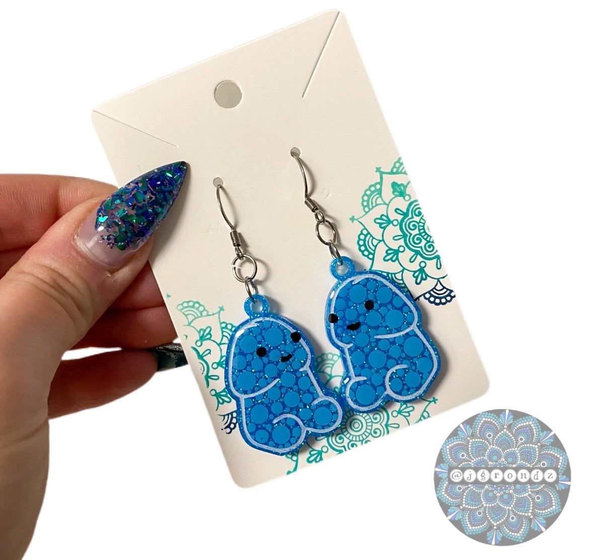 Light Blue Peens - Tiny Penis dot art earrings