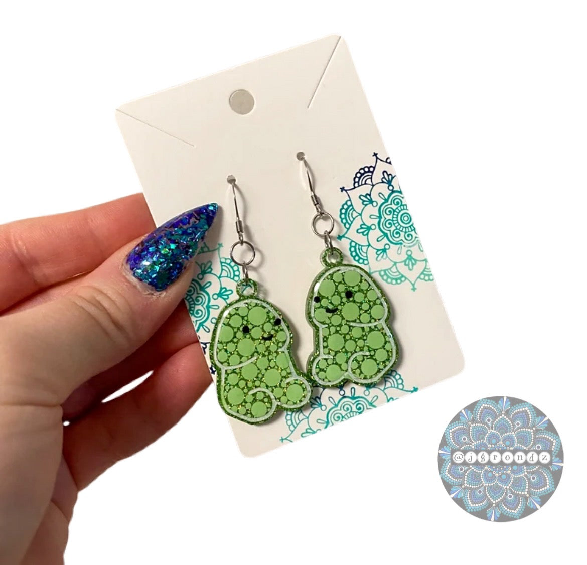 Green Peens - Tiny Penis dot art earrings