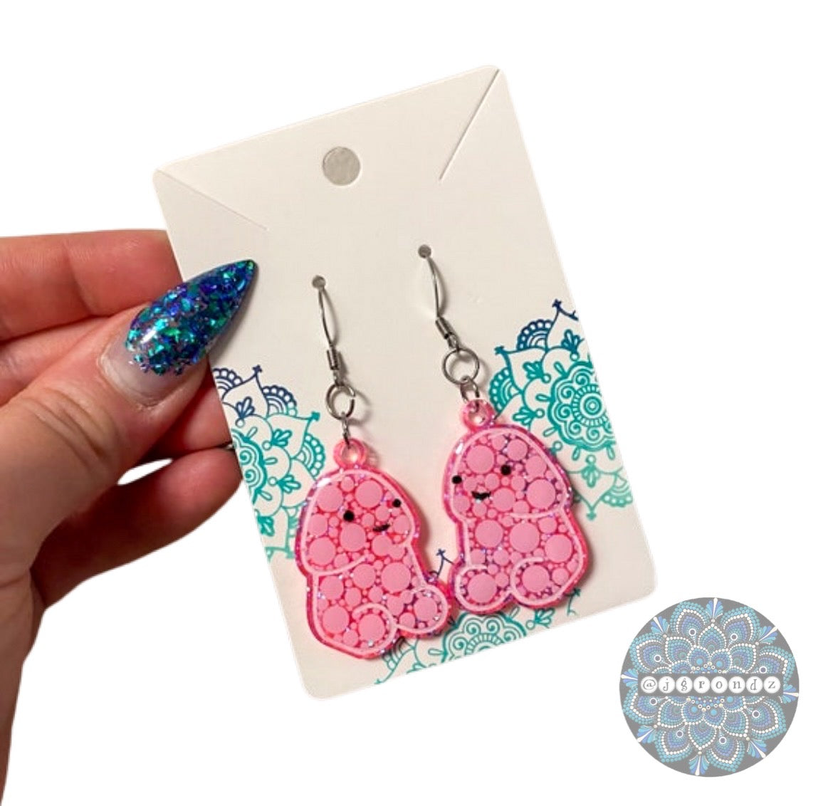 Pink Peens - Tiny Penis dot art earrings