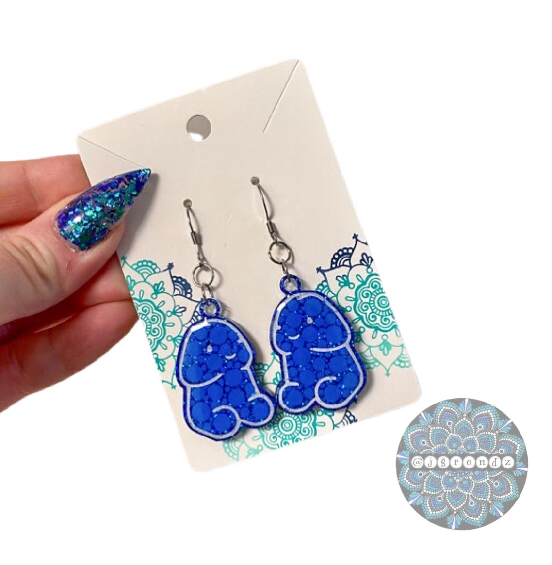 Royal Blue Peens - Tiny Penis dot art earrings