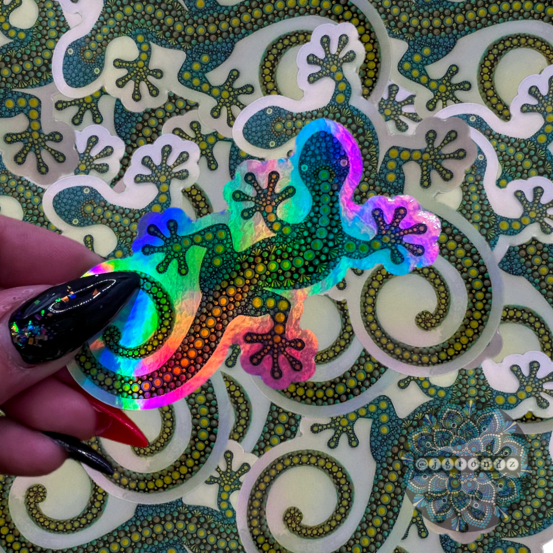 Gecko Holographic Dot Art Sticker