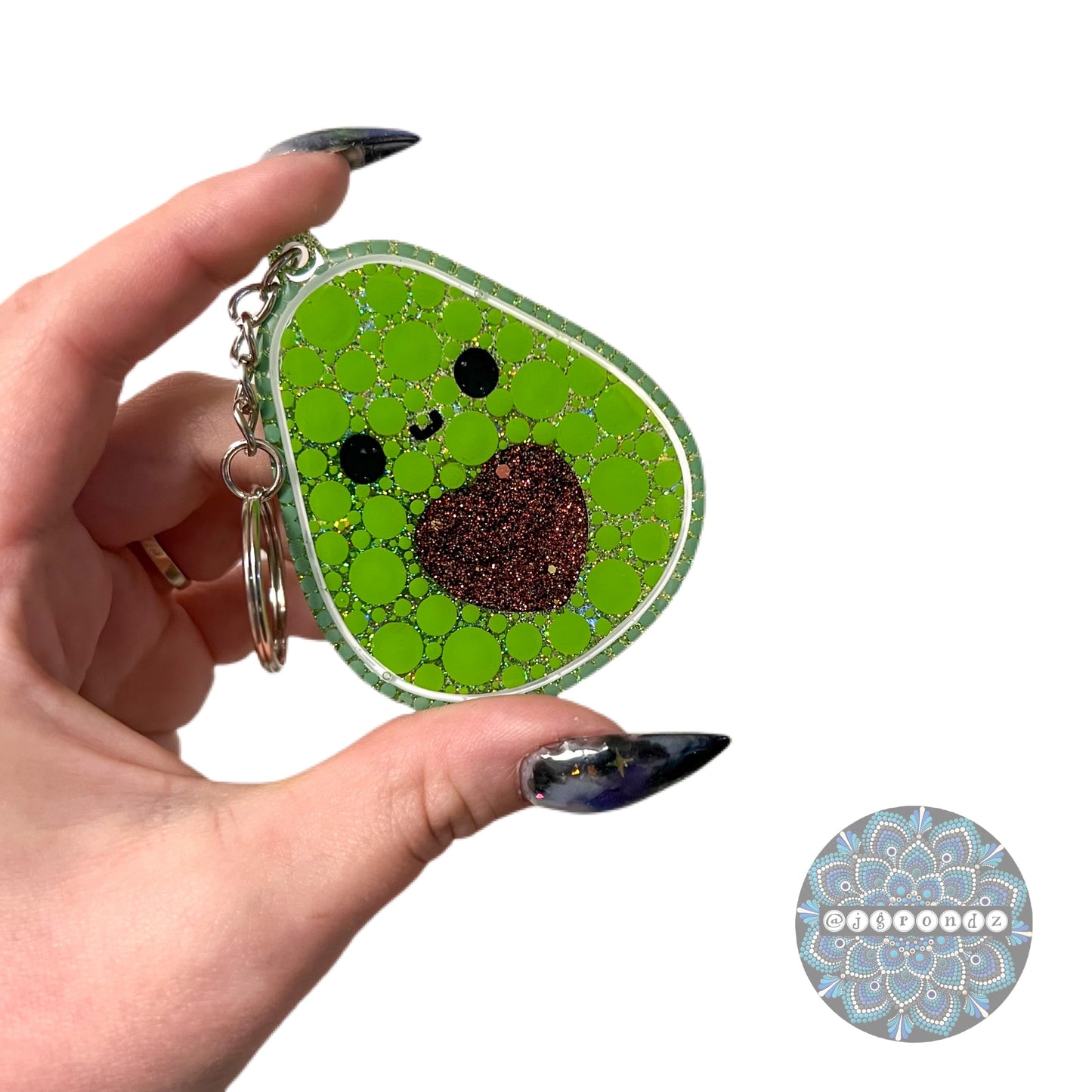 Avocado Dot Art Keychain