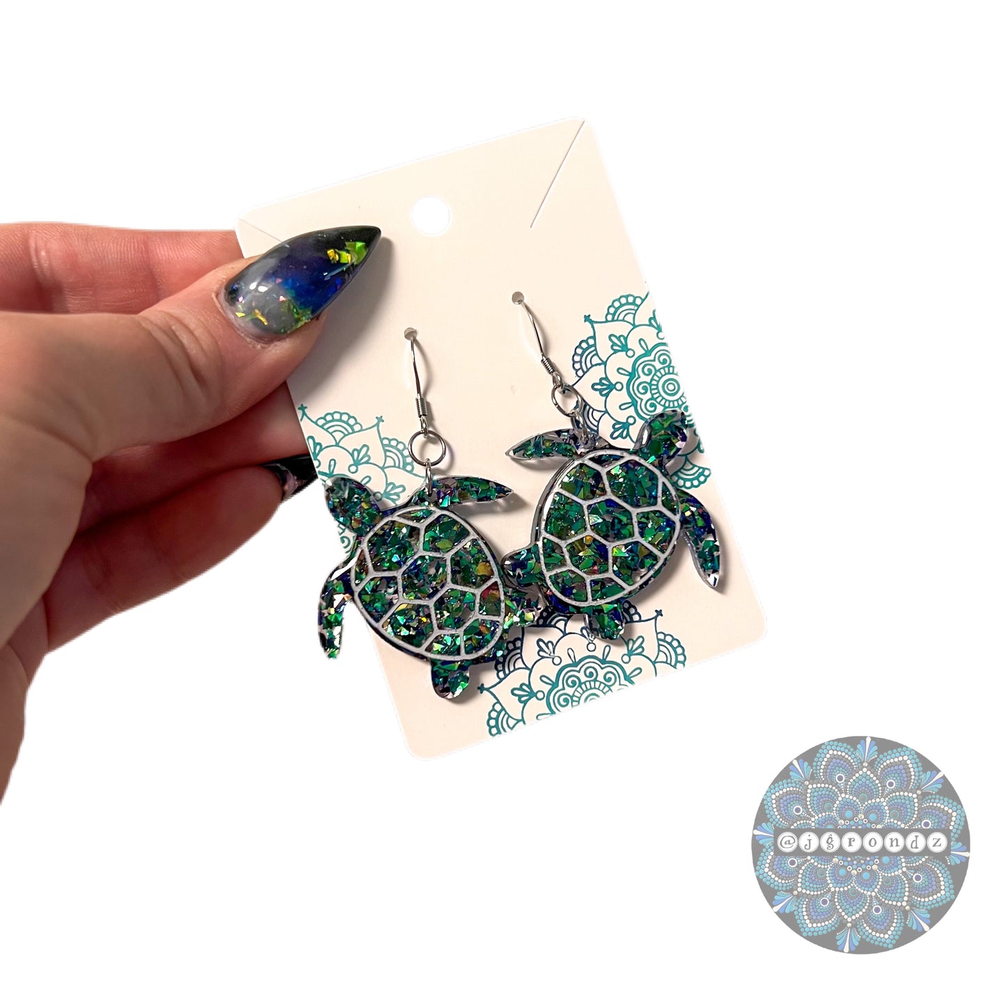 Plain Glitter Sea Turtle Earrings