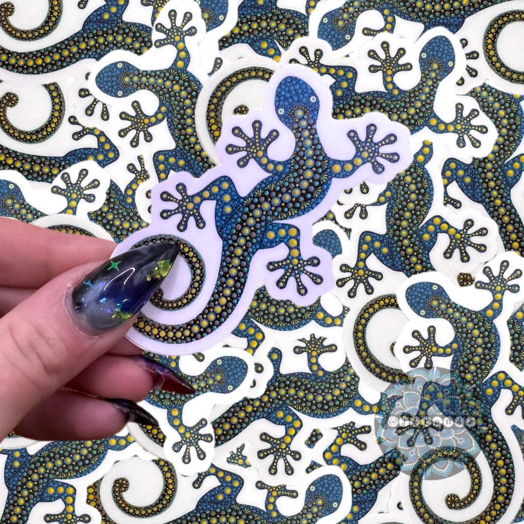 Blue Gecko Dot Art Sticker