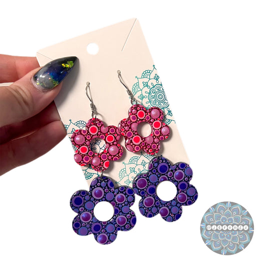 Polly Pocket Collection - Dot Art Flower Dangle Earrings