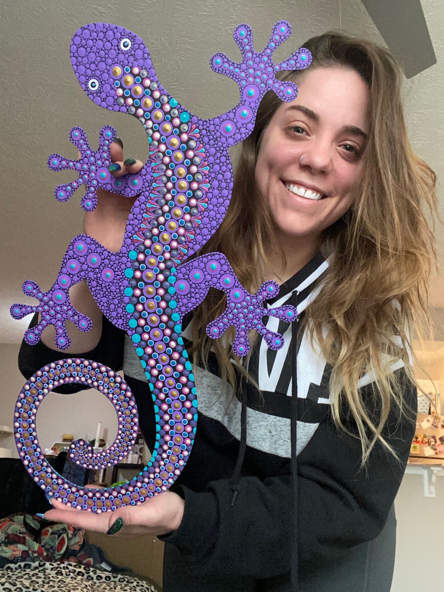 Jumbo Metal Dot Art Gecko