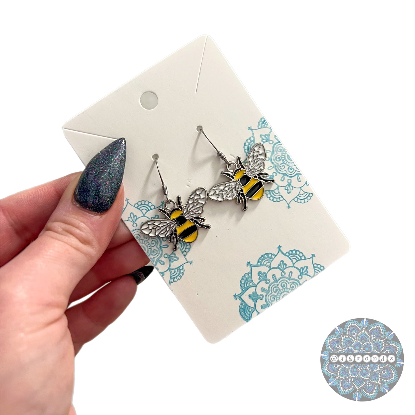 Enamel Bee Earrings with Stainless Steel Fish Hook Ear Wire