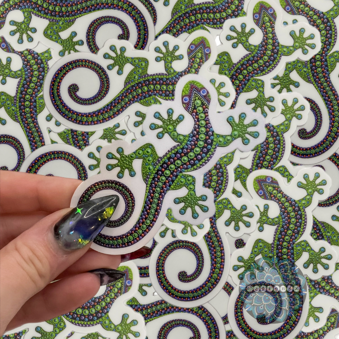 Green Gecko Dot Art Sticker