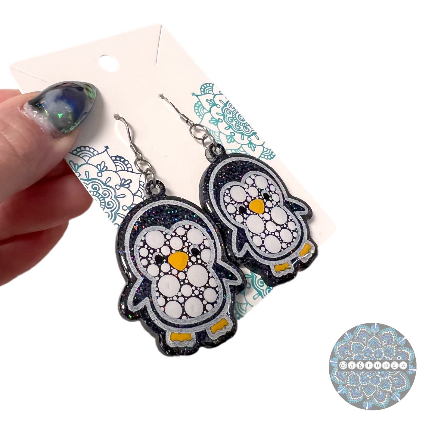 Cute Penguin Dot Art Earrings