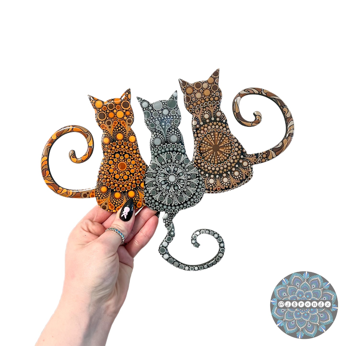 Cat Trio Resin & Dot Art