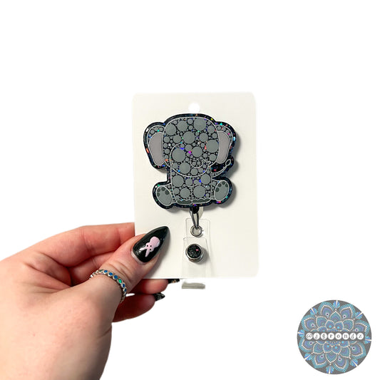 Elephant Dot Art Badge Reel