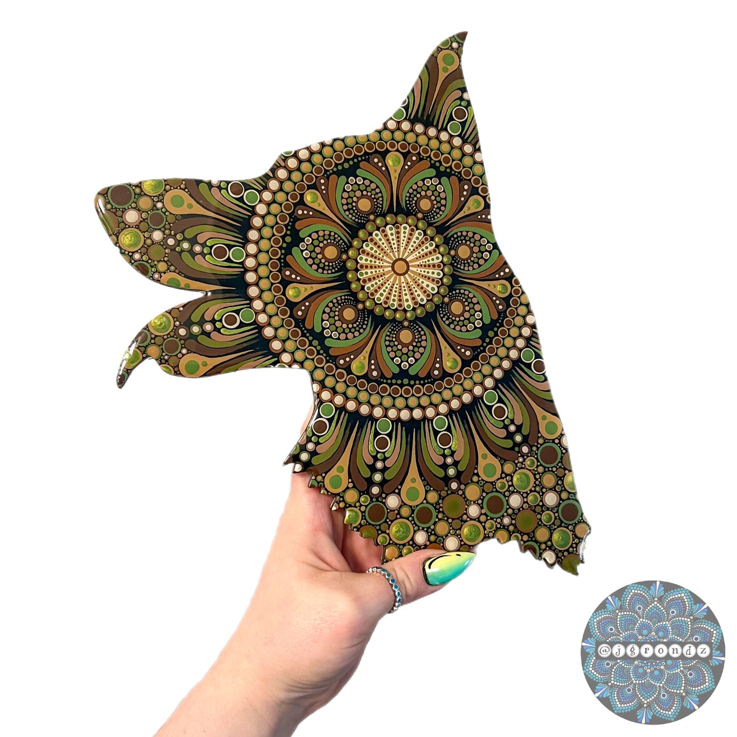 German Shepherd Resin & Dot Art