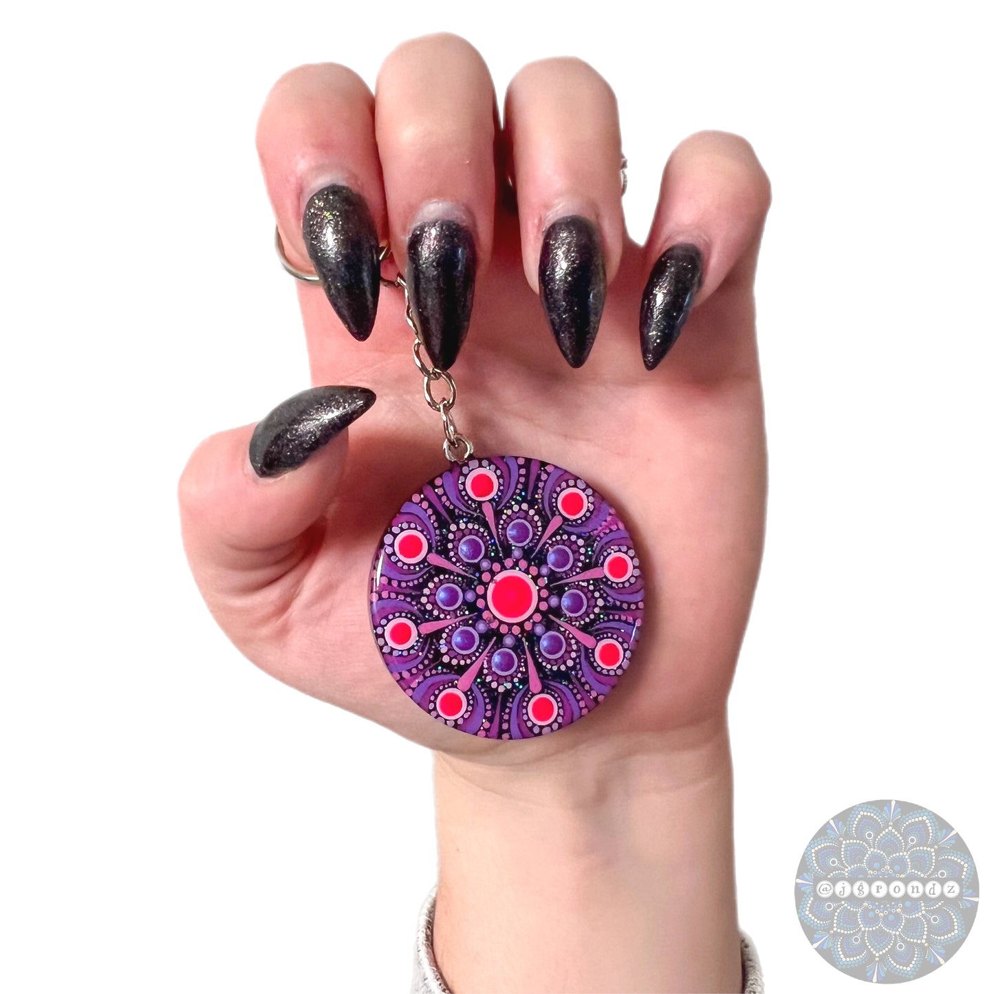 Mandala Dot Painted Round Keychain