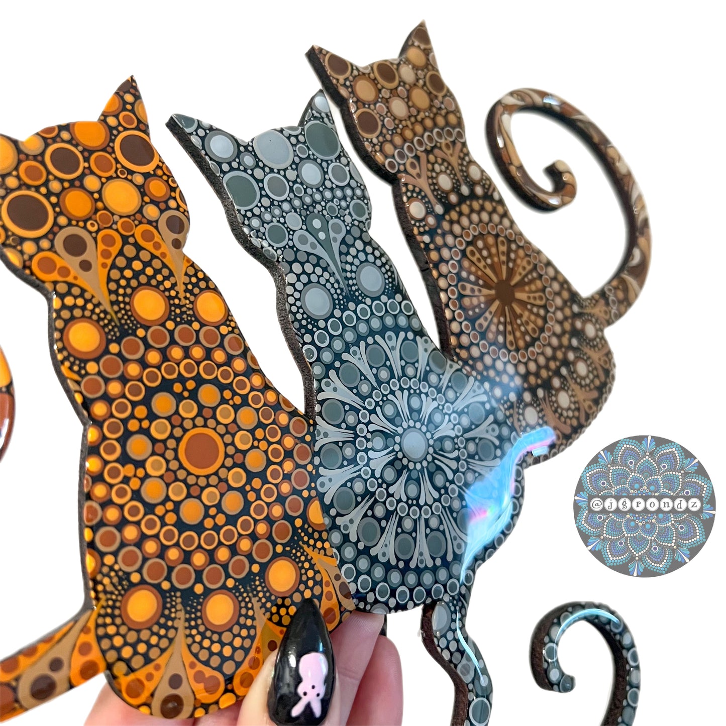 Cat Trio Resin & Dot Art