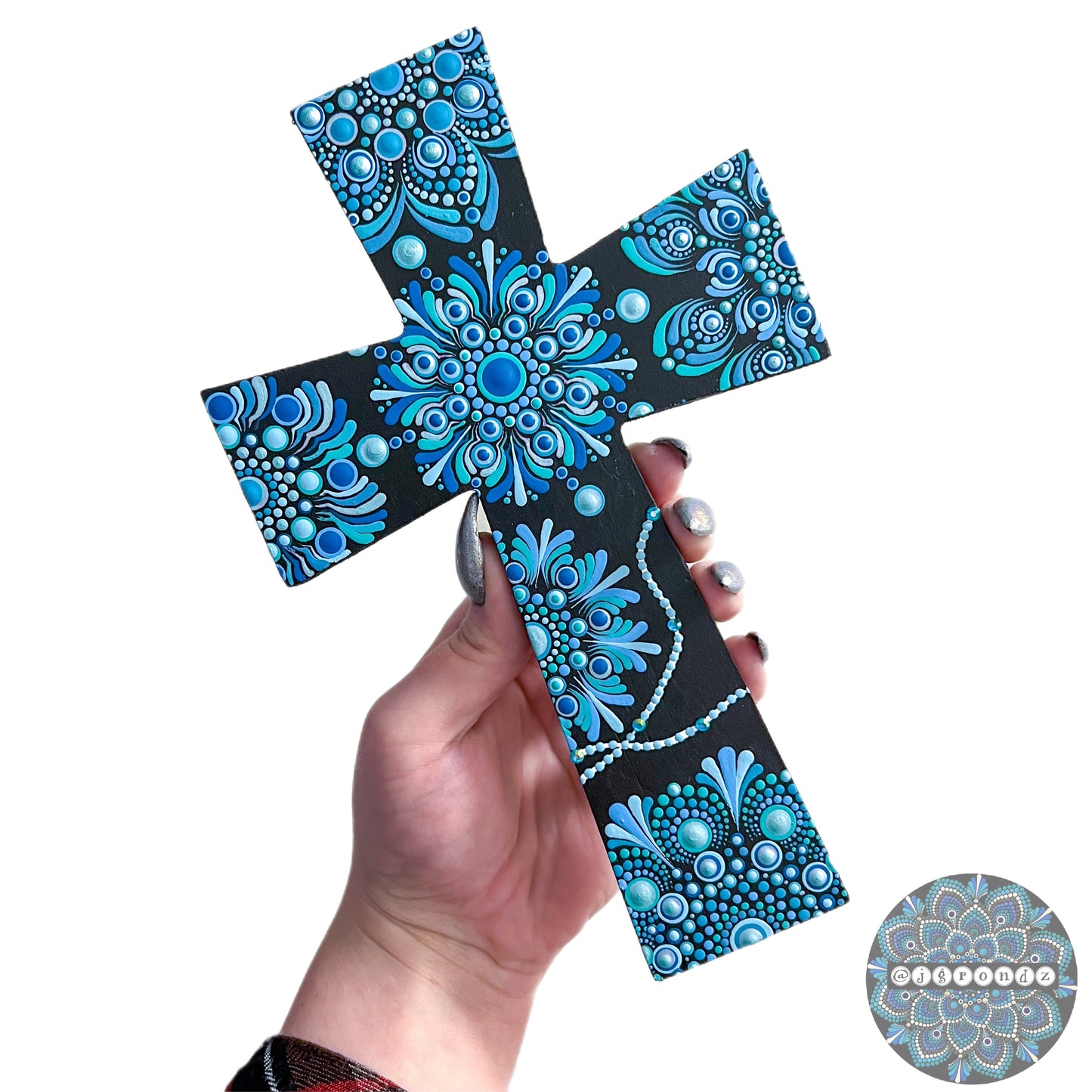 Painted Mandala Dot Art Wooden Cross Wall Decor