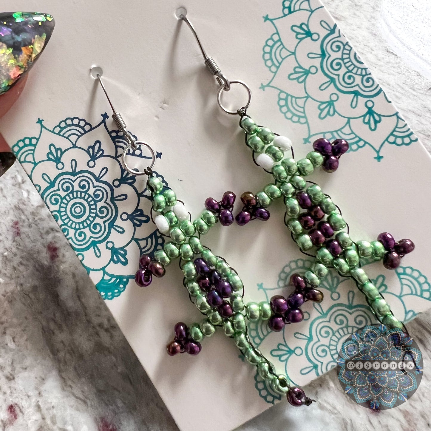 Beaded Gecko Earrings