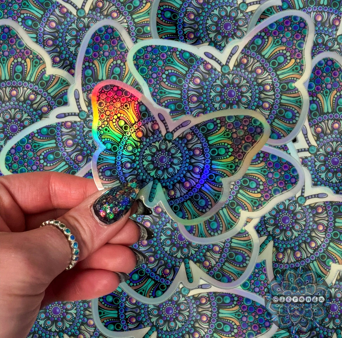 Butterfly Holographic Dot Art Sticker