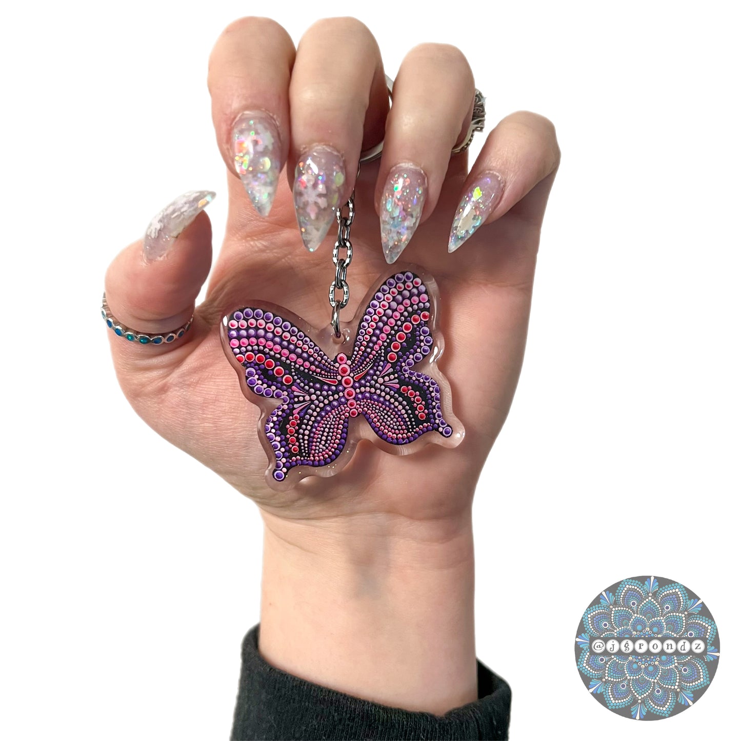 Double Sided Butterfly acrylic/epoxy printed keychain