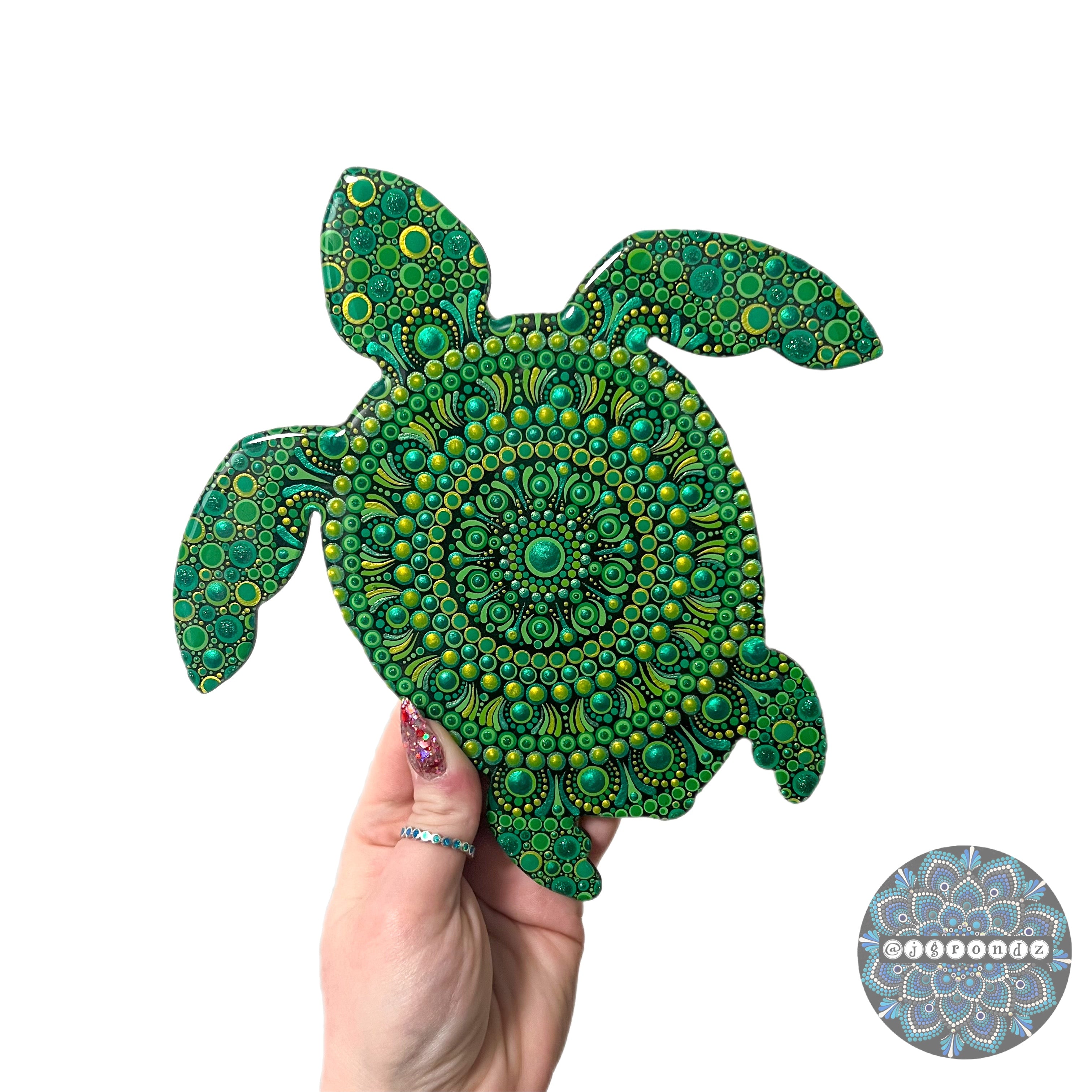 Sea Turtle Resin & Dot Art