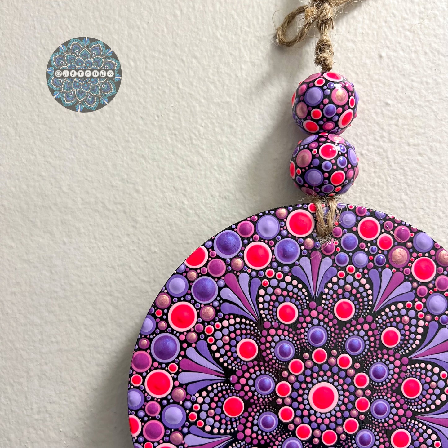 Mandala Dot Art Round Wooden Hanging Painting