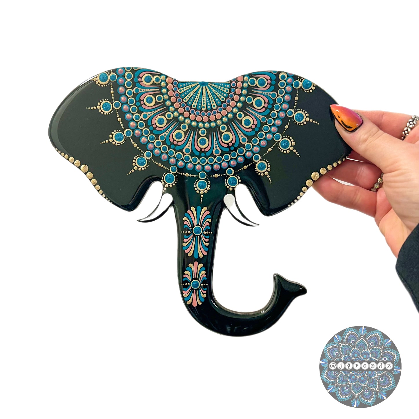 Jeweled Elephant Resin Dot Art Wall Decor