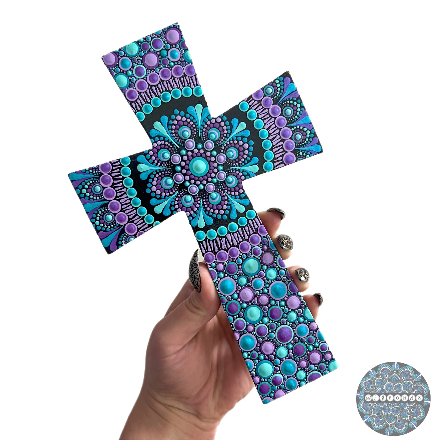 Painted Mandala Dot Art Wooden Cross Wall Decor