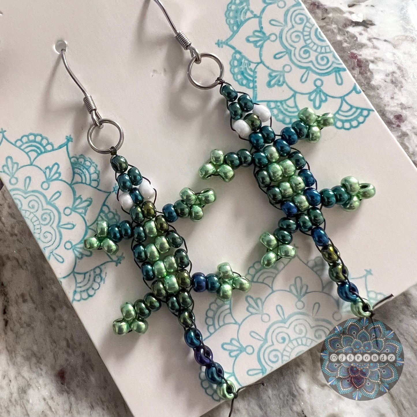 Beaded Gecko Earrings