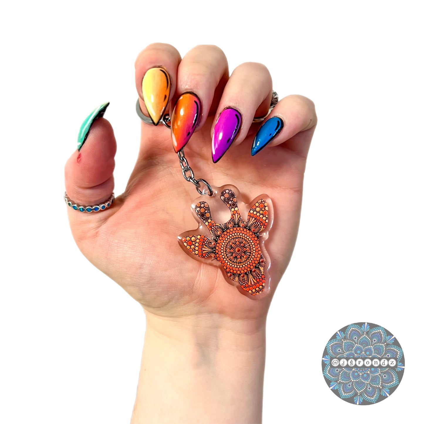 Double Sided giraffe acrylic/epoxy printed keychain