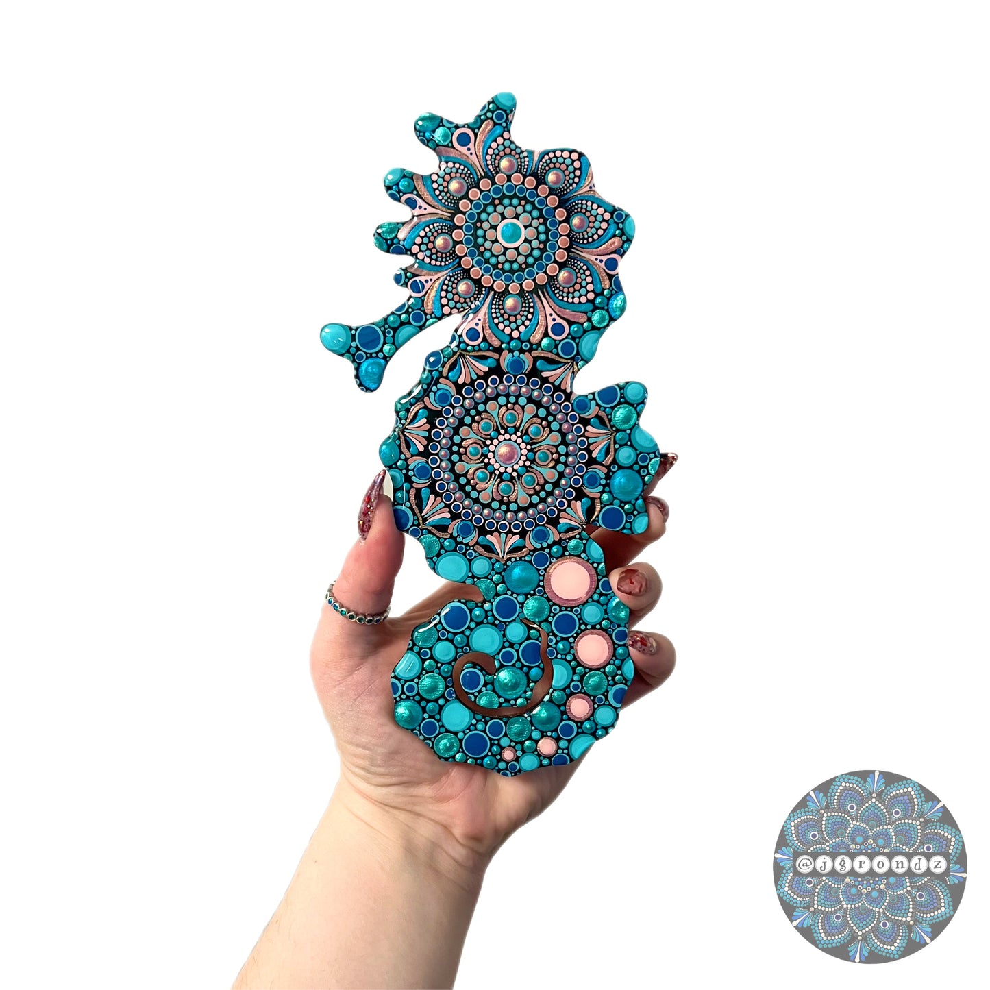 Seahorse Resin & Dot Art