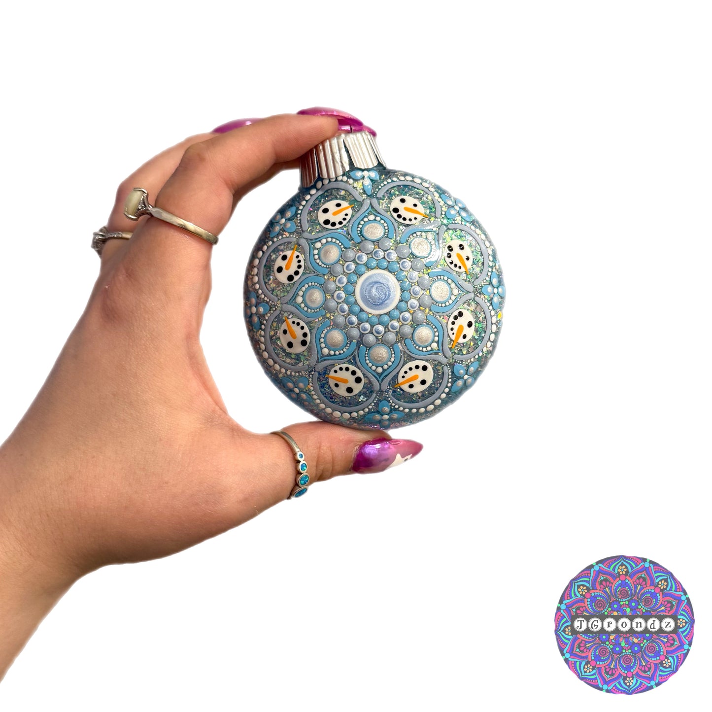 3” Snowman Mandala Glitter Ornament