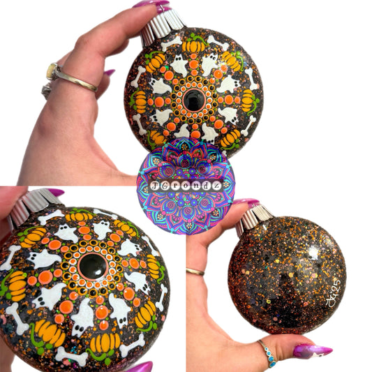 3” Halloween Mandala Glitter Ornament