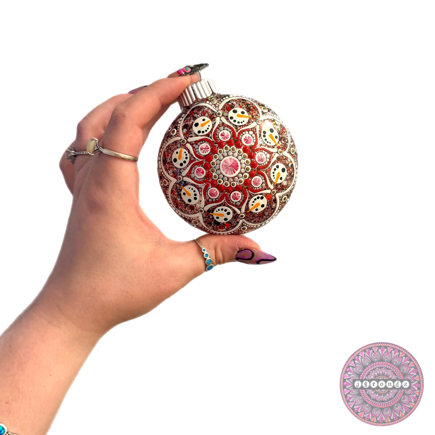 3” Snowman Mandala Glitter Ornament