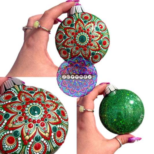 3” Christmas Mandala Glitter Ornament