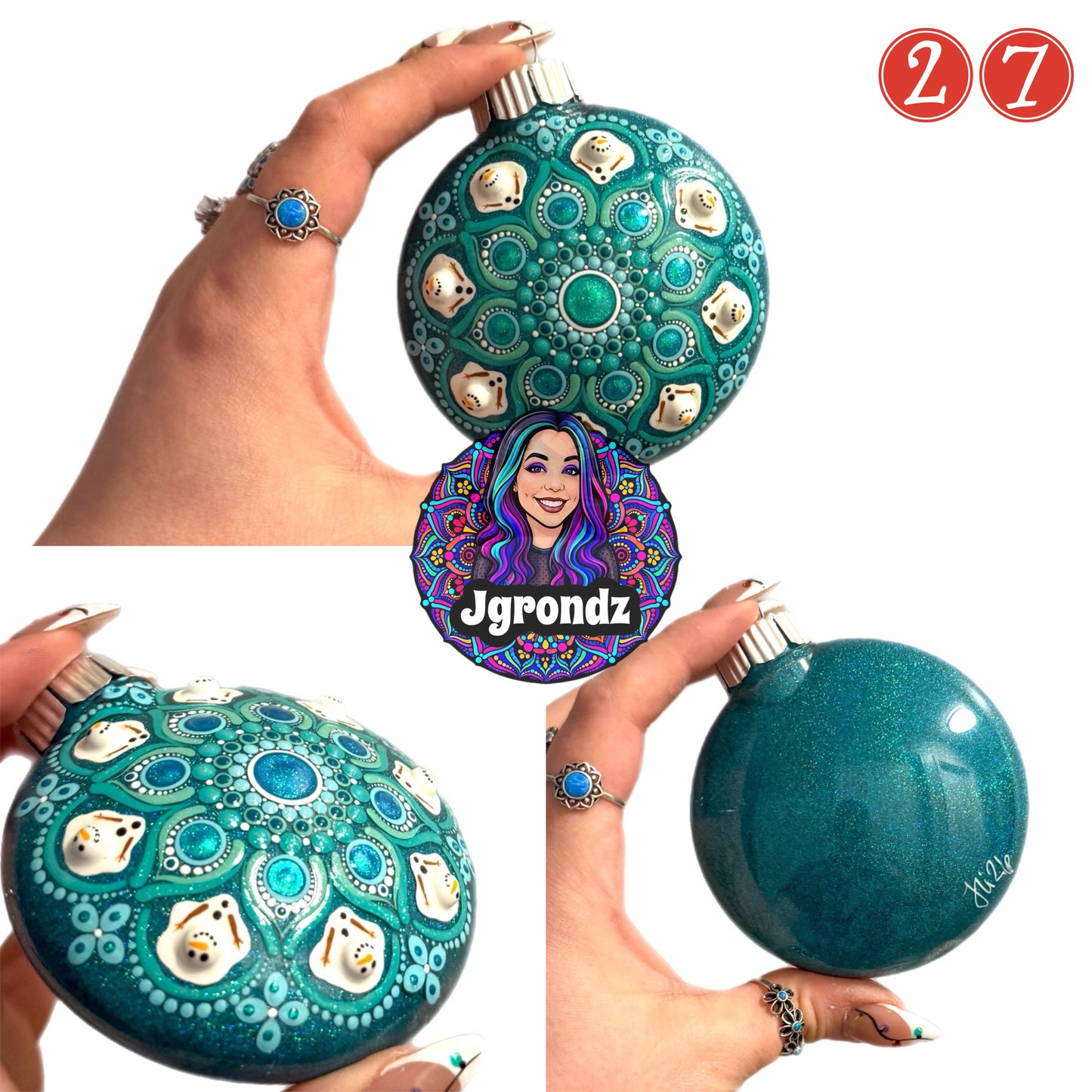 3” Melting Snowman Mandala Ornament