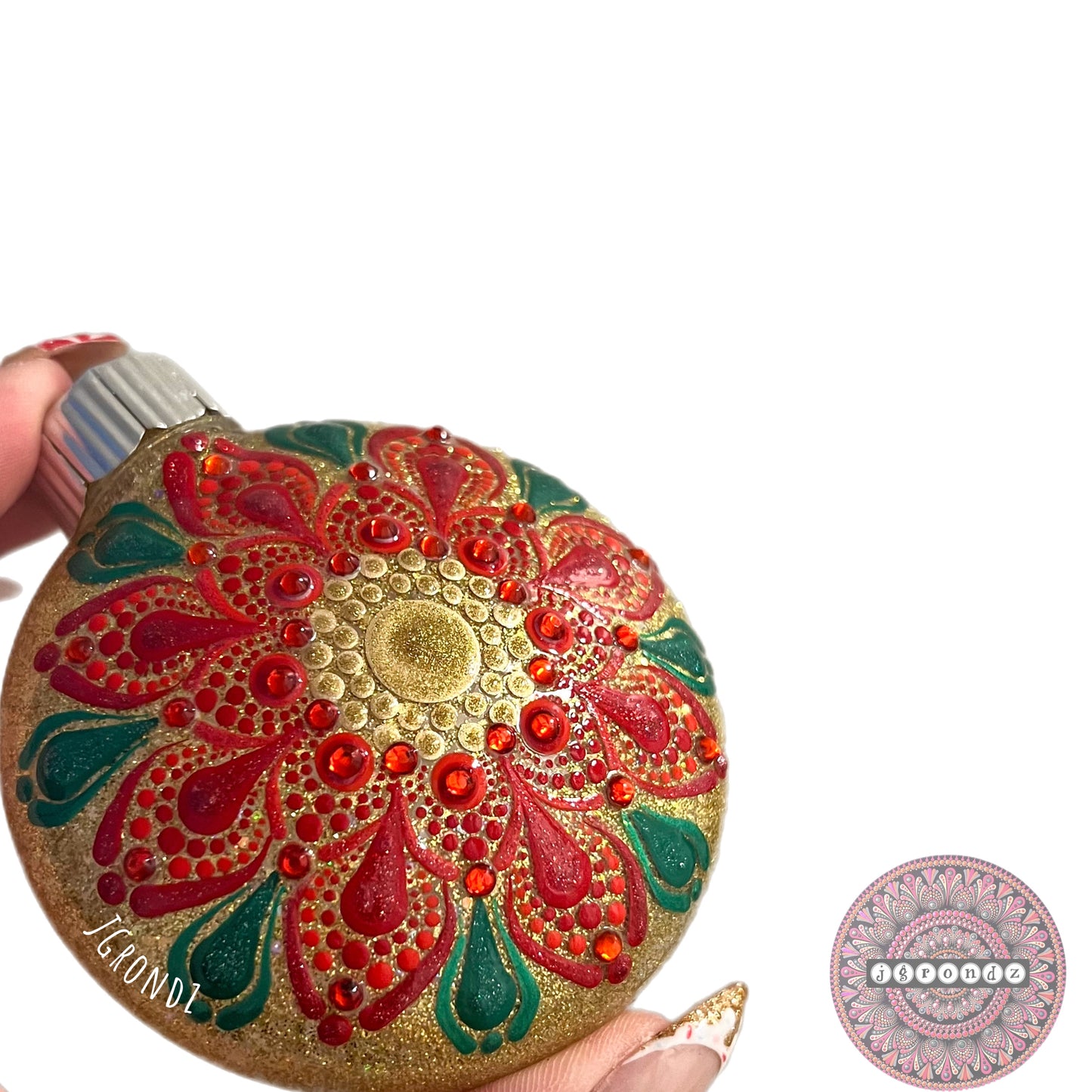 3” Poinsettia Mandala Glitter Ornament