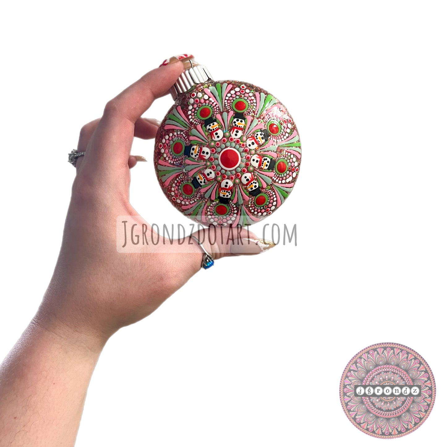 3” Snowman Mandala Glitter Ornament