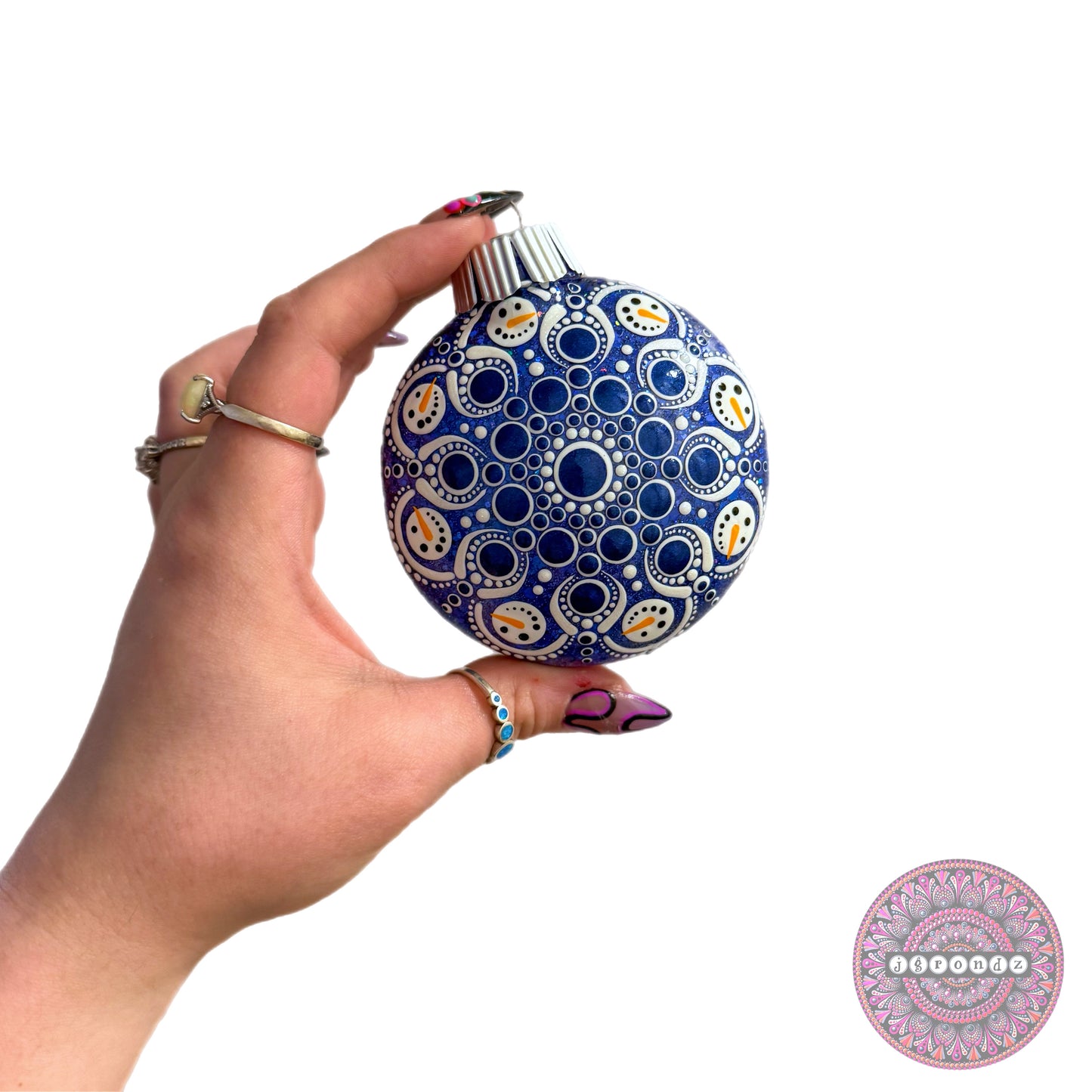 3” Snowman Mandala Glitter Ornament
