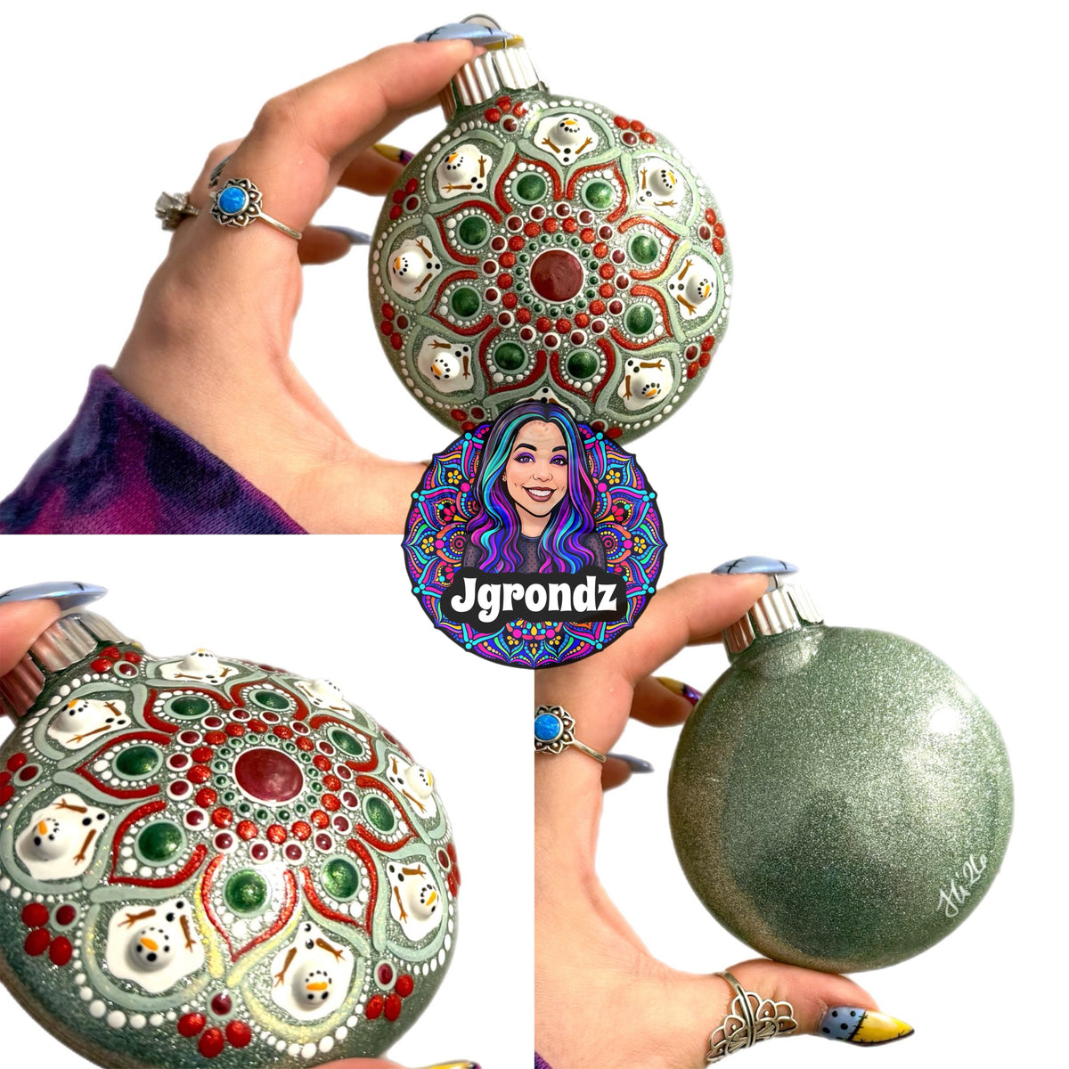 3” Melting Snowman Mandala Ornament