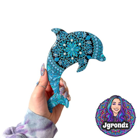 Dolphin Wood Resin Dot Art Painting