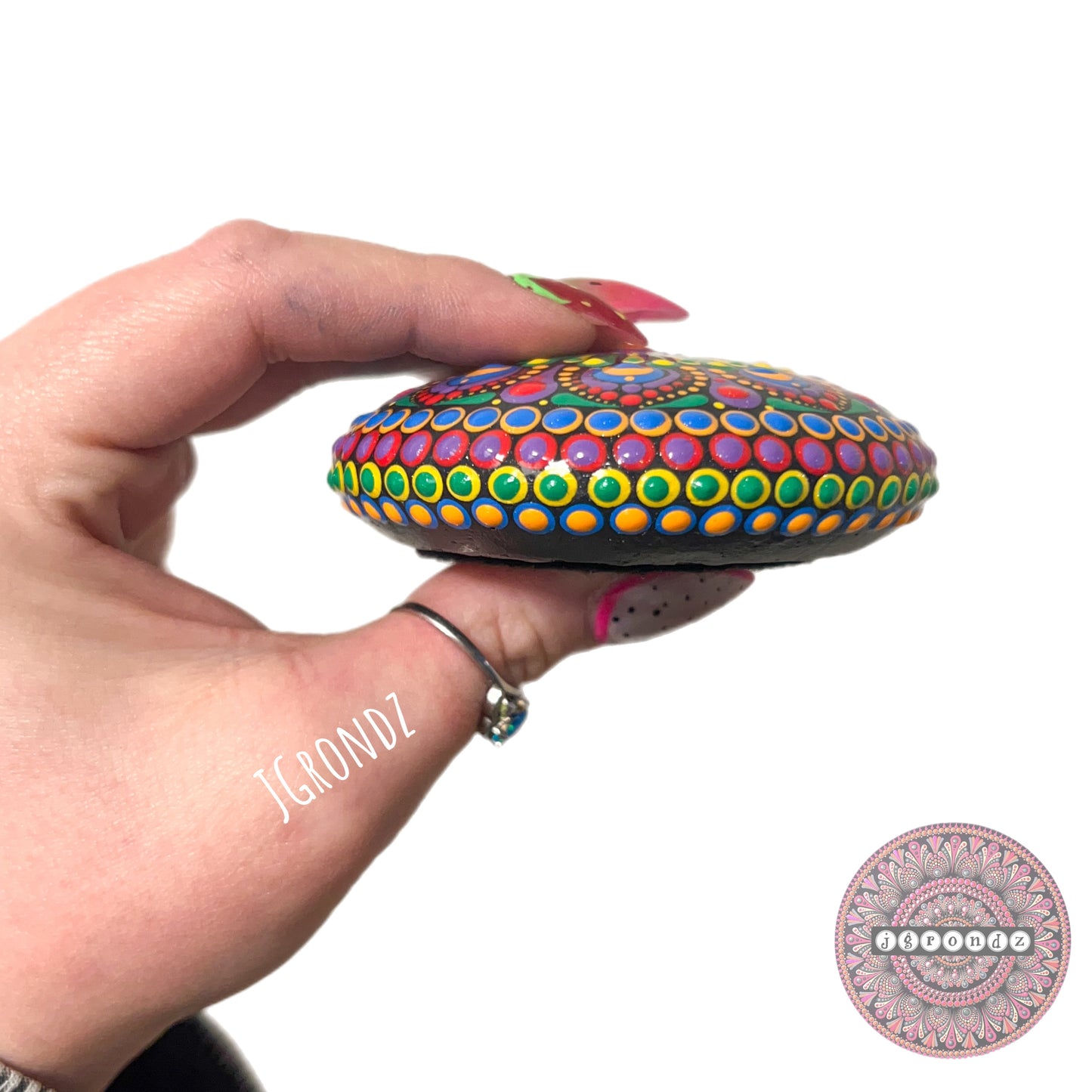 Small Painted Mandala Stone