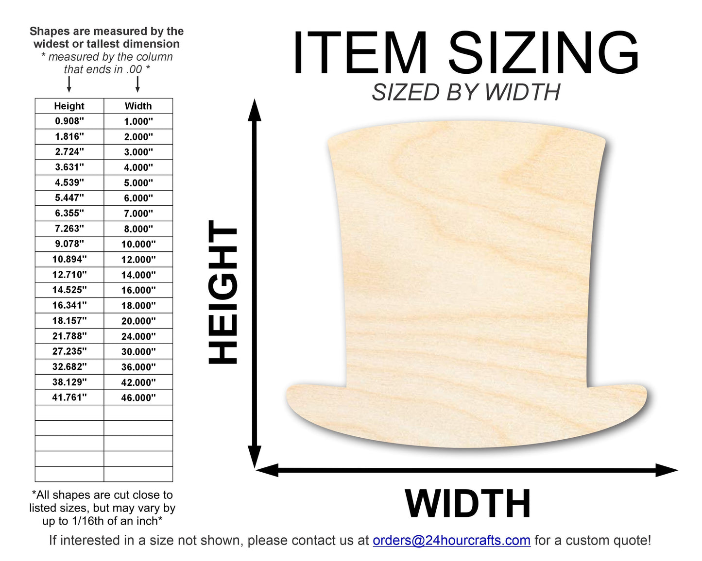 Unfinished Wood Abraham Lincoln Hat Silhouette | Craft Cutout | Up to 36" DIY