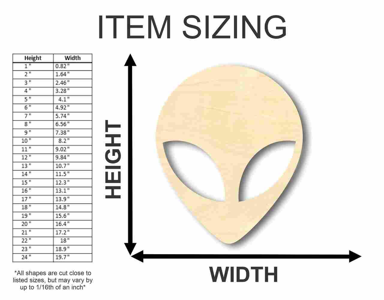 Unfinished Wood Alien Head - Outer Space - Craft - up to 46" DIY